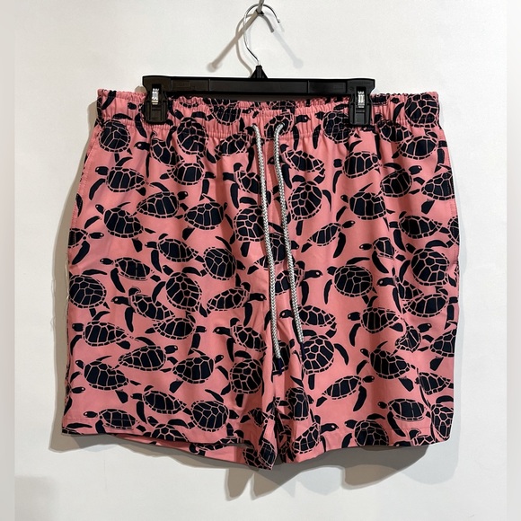 RAINFOREST Mens Lined Swim Trunks Turtle Print In Flamingo Pink Size XL NWOT - Picture 4 of 8